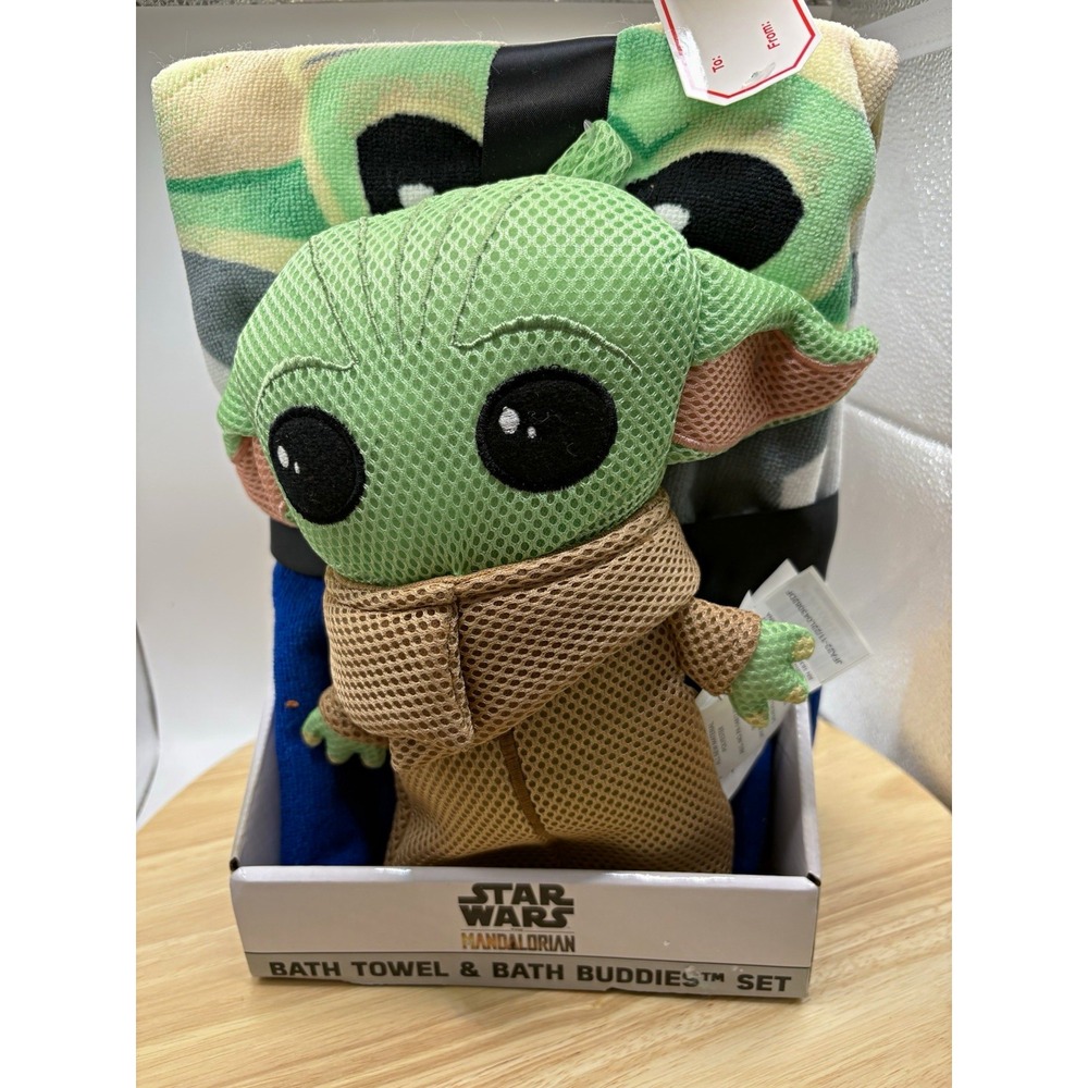 Star Wars The Mandalorian Grogu The Child Bath Towel 25x50 & Bath Buddy 4x12